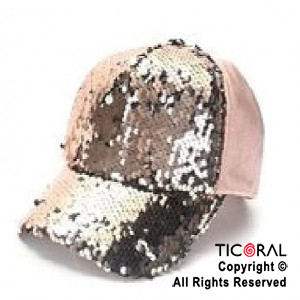 SOMBRERO GORRO TRUCKER LENTEJUELAS PREMIUM ROSA GOLD CAP x 1